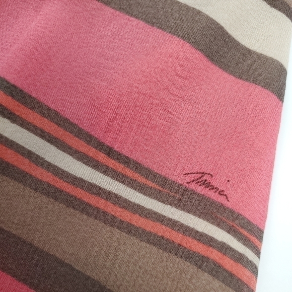 Trina Turk Sheer Pink Bell Sleeve Striped Boho Dress 2 - Picture 11 of 16